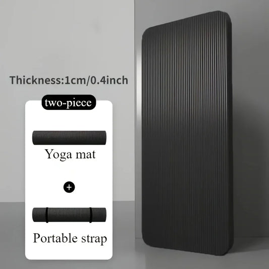 1Pcs Thickened Non-Slip Black Soft Yoga Mat Durable NBR Rubber Perfect For Home Sports Fitness Training Equipment And Workouts